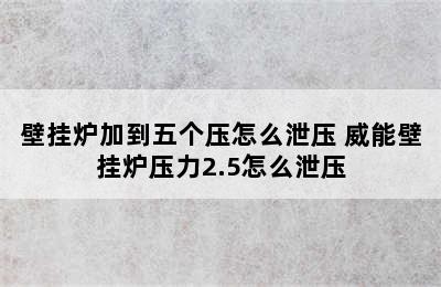 壁挂炉加到五个压怎么泄压 威能壁挂炉压力2.5怎么泄压